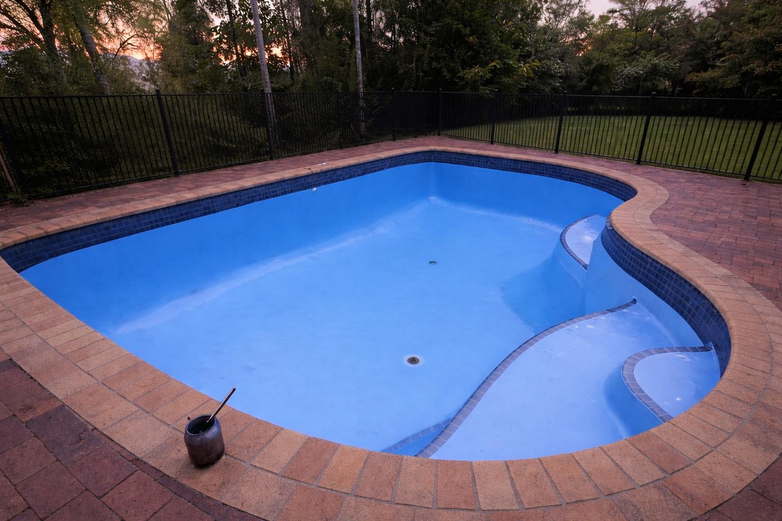 Pool repaint Gold Coast — LuxaPool 3-coat epoxy finish after